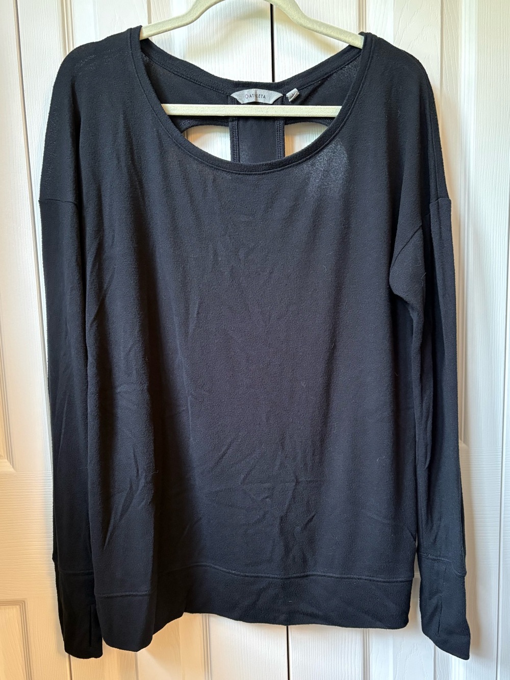 Athleta Double Open-Back Black Women's Long-Sleeve Top